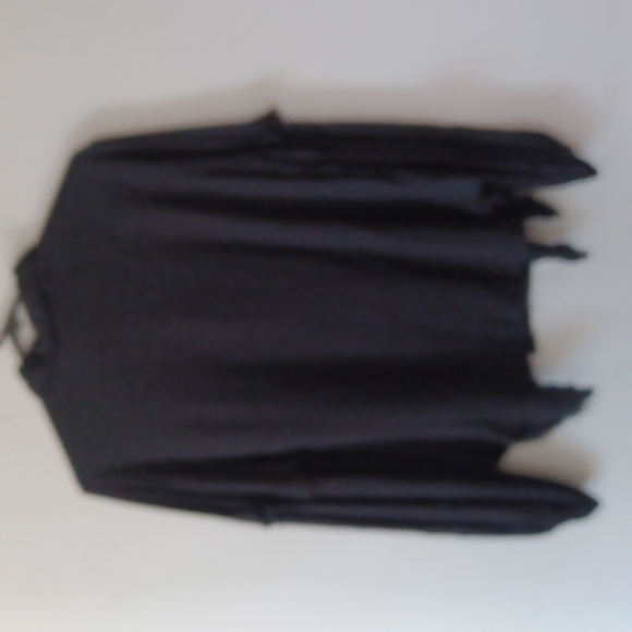 SUMMER Black FRINGE Distressed Detailed Black Pocket Blouse Button Down Shirt - Picture 4 of 7